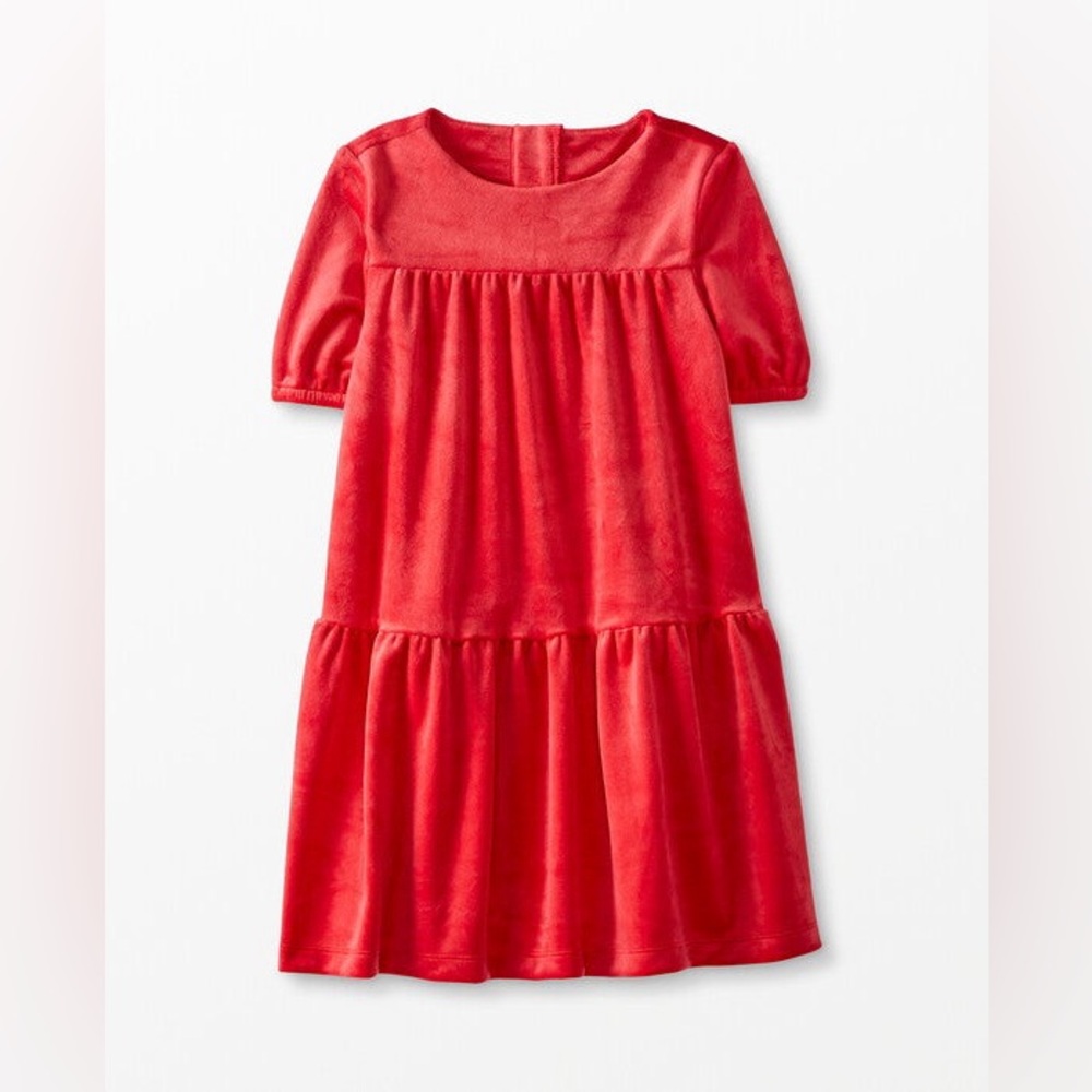 Hanna Andersson Girls Red Velour Christmas Dress Size 140 Twirl Recycled Fabric